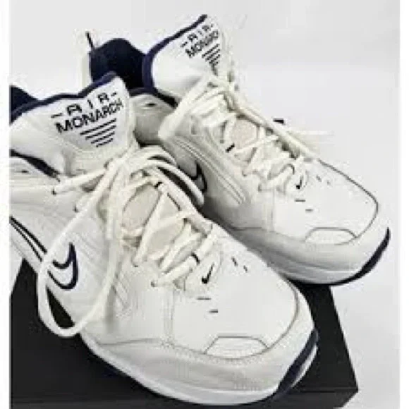 Nike Air Monarch IV White and Navy Sneakers Men’s size 11.5 good condition. - Picture 1 of 6
